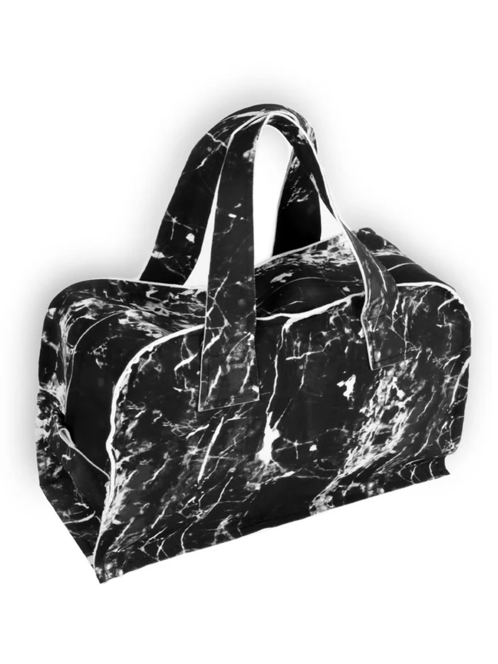 Norma Kamali Black & White Marble-Print Box bag